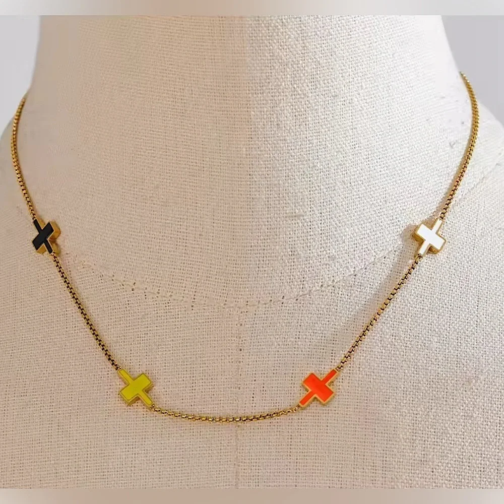 18K Gold Plated Stainless Steel Cross Necklace